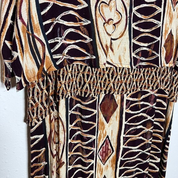 Vintage Rabbit Rabbit Rabbit Brown/Tan Layered‎ Lightweight Maxidress - Picture 5 of 7